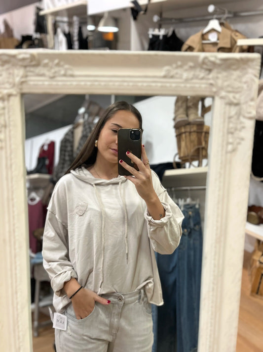 Sudadera Love Beige